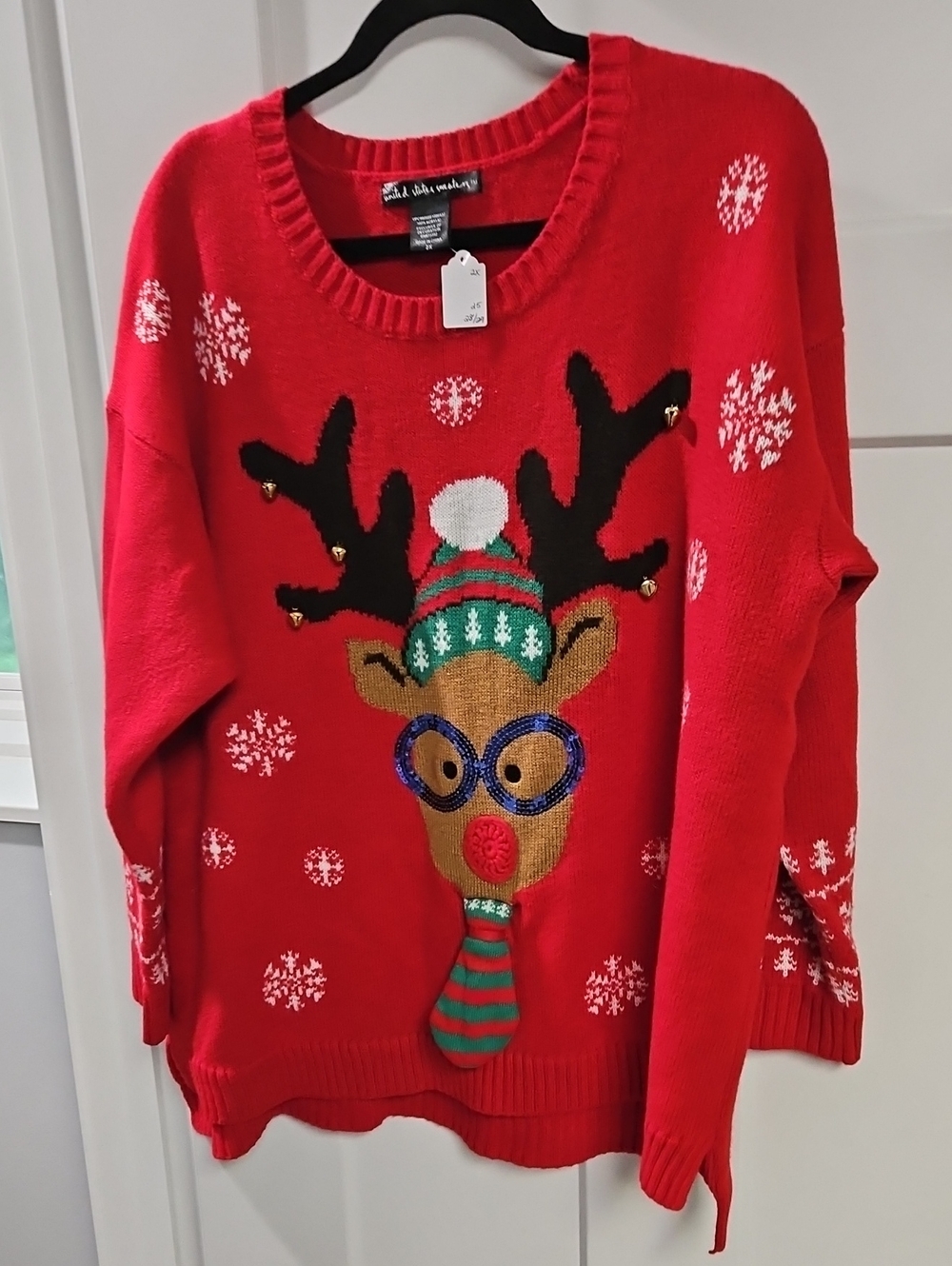 united states sweaters Red Reindeer Holiday Crewneck Sweater